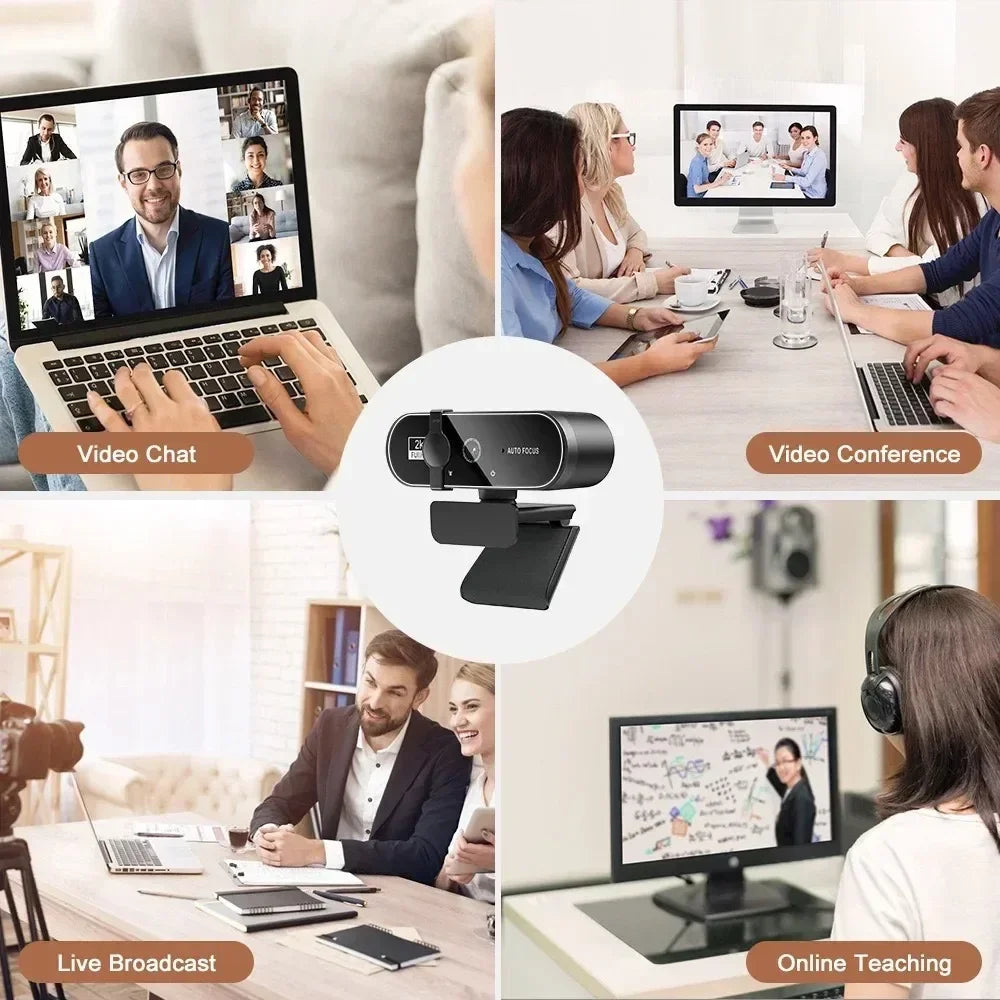 🎥🔊 4K/2K/1080P Webcam με Μικρόφωνο 🎤 | Autofocus 8MP Full HD Κάμερα για PC 💻 Laptop & Macbook | Βιντεοκλήσεις & Streaming