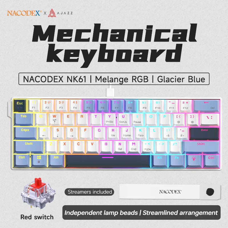 ⌨️🔥 AJAZZ NK61 Wired Gaming Mechanical Keyboard – 60% RGB (61 Keys) 🎮✨