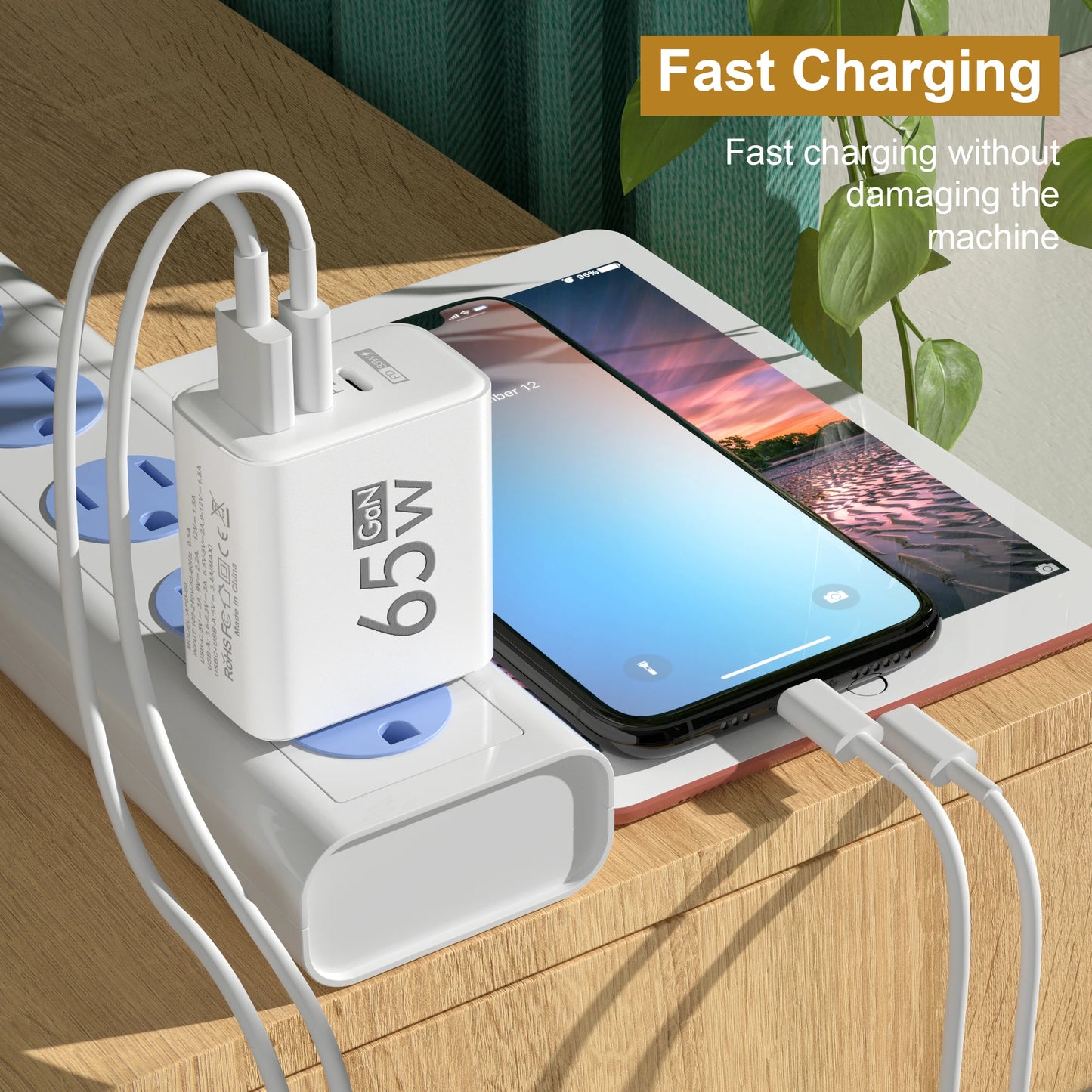 ⚡🔋 Total 65W GaN USB PD Charger – Φορτιστής Τοίχου 3 Θυρών για Γρήγορη Φόρτιση 📱💻