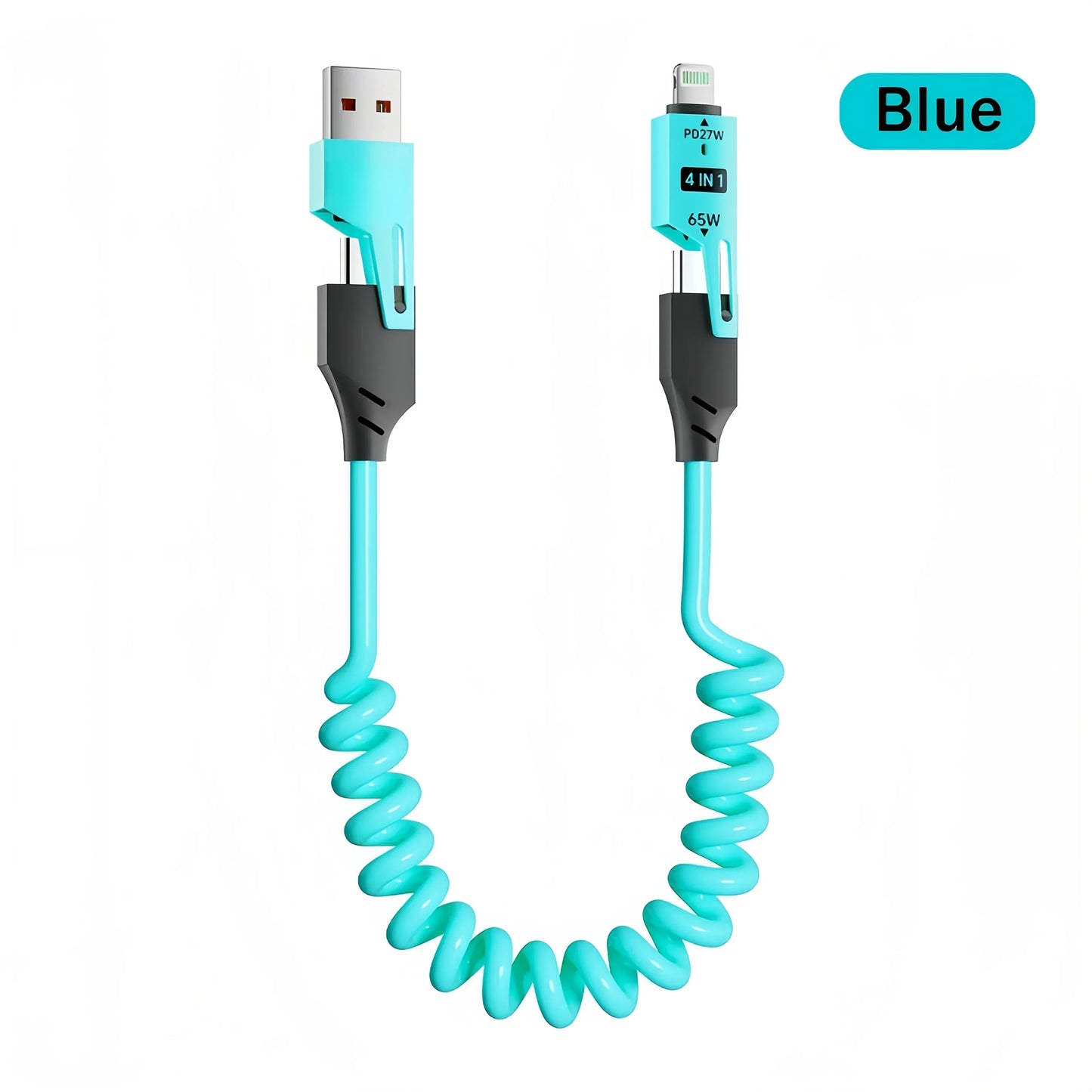 🔌⚡ 4-in-1 Spring Data Cable – Γρήγορη Φόρτιση & Απόλυτη Ευελιξία! ⚡🔌 65W | 6A | Retractable USB Type-C | Compatible with iPhone 15/14/13/12 & More