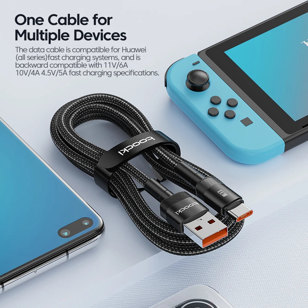 ⚡🔌 Toocki 6A USB to Type-C Cable – PD 100W Ταχεία Φόρτιση & Data Sync 🎯