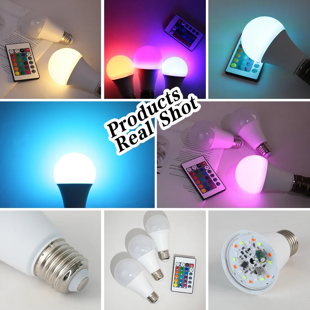💡🌈 16 Χρώματα RGB LED Λάμπα – E27 Base 220V με Remote Control (24 Keys) | Πολυχρωματικός Φωτισμός & Ατμόσφαιρα