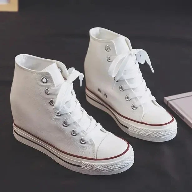 👟✨ Γυναικεία Casual Canvas Παπούτσια με Κρυφό Τακούνι & Πλατφόρμα 8cm ✨👟