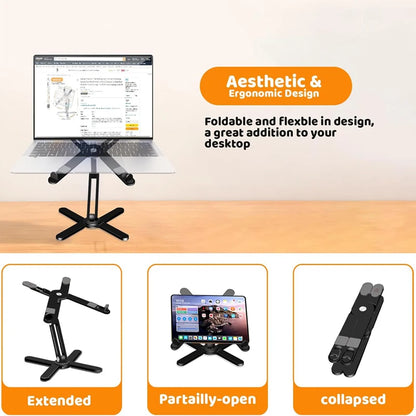 💻🔄 Universal Aluminum Alloy X-Style Stand – Ρυθμιζόμενη & Περιστρεφόμενη Βάση Laptop 🎯