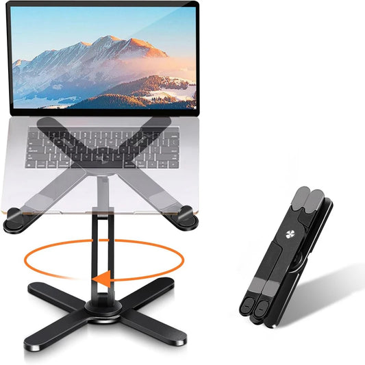 💻🔄 Universal Aluminum Alloy X-Style Stand – Ρυθμιζόμενη & Περιστρεφόμενη Βάση Laptop 🎯