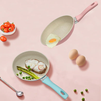 🍳 Μίνι Αντικολλητικό Τηγάνι Maifan Stone – 18cm | Ροζ ή Μπλε Χρώμα | Ιδανικό για Αυγά, Ομελέτες & Μπριζόλες