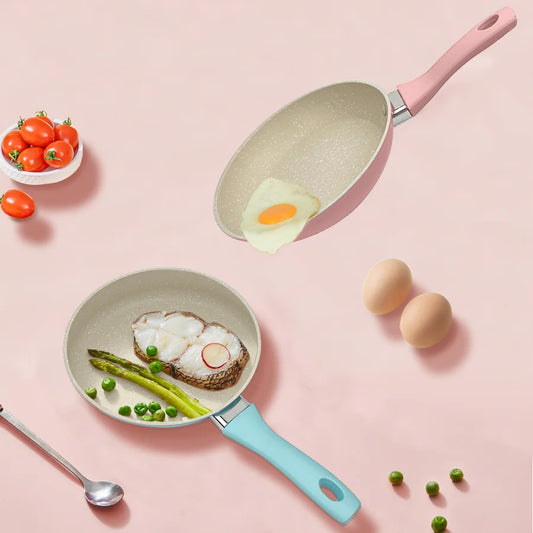 🍳 Μίνι Αντικολλητικό Τηγάνι Maifan Stone – 18cm | Ροζ ή Μπλε Χρώμα | Ιδανικό για Αυγά, Ομελέτες & Μπριζόλες