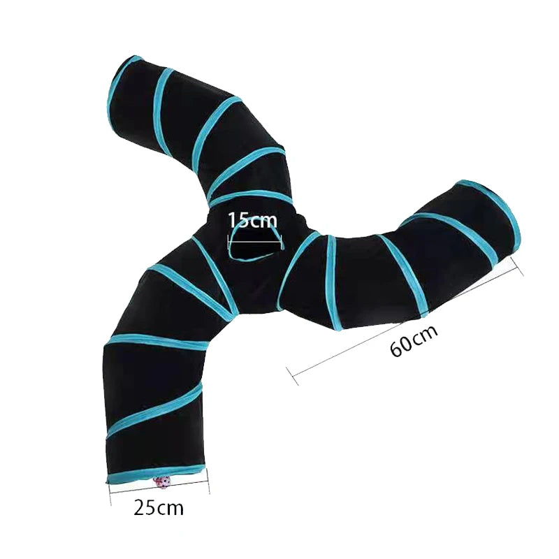 🐾 S-Shape Πτυσσόμενο Τούνελ για Γάτες – Διαδραστικό Παιχνίδι με 2/3/4/5 Εξόδους | Foldable Cat Tunnel Toy για Γάτες & Κουνελάκια