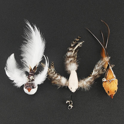 2pcs Feather Bird Cat Toy 🪶🐱 | DIY Teaser Stick Attachment 🎣 | Interactive & Funny Pet Play ✅