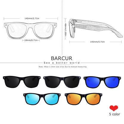 🕶️ BARCUR Γυαλιά Ηλίου από Μαύρο Καρύδι – Polarized UV400, Τετράγωνος Σχεδιασμός με Premium Θήκη 🌳✨