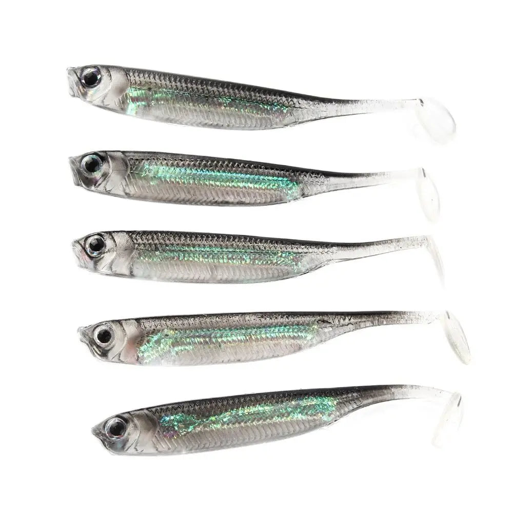 🎣 Atriptime 5Pcs Soft Bait Set – Τεχνητά Δολώματα Ψαρέματος με Ουρά T-Tail & Εφέ Ουράνιου Τόξου | 7cm / 7.5cm | 1.7g – 2.7g