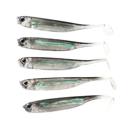🎣 Atriptime 5Pcs Soft Bait Set – Τεχνητά Δολώματα Ψαρέματος με Ουρά T-Tail & Εφέ Ουράνιου Τόξου | 7cm / 7.5cm | 1.7g – 2.7g