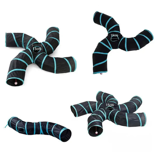 🐾 S-Shape Πτυσσόμενο Τούνελ για Γάτες – Διαδραστικό Παιχνίδι με 2/3/4/5 Εξόδους | Foldable Cat Tunnel Toy για Γάτες & Κουνελάκια