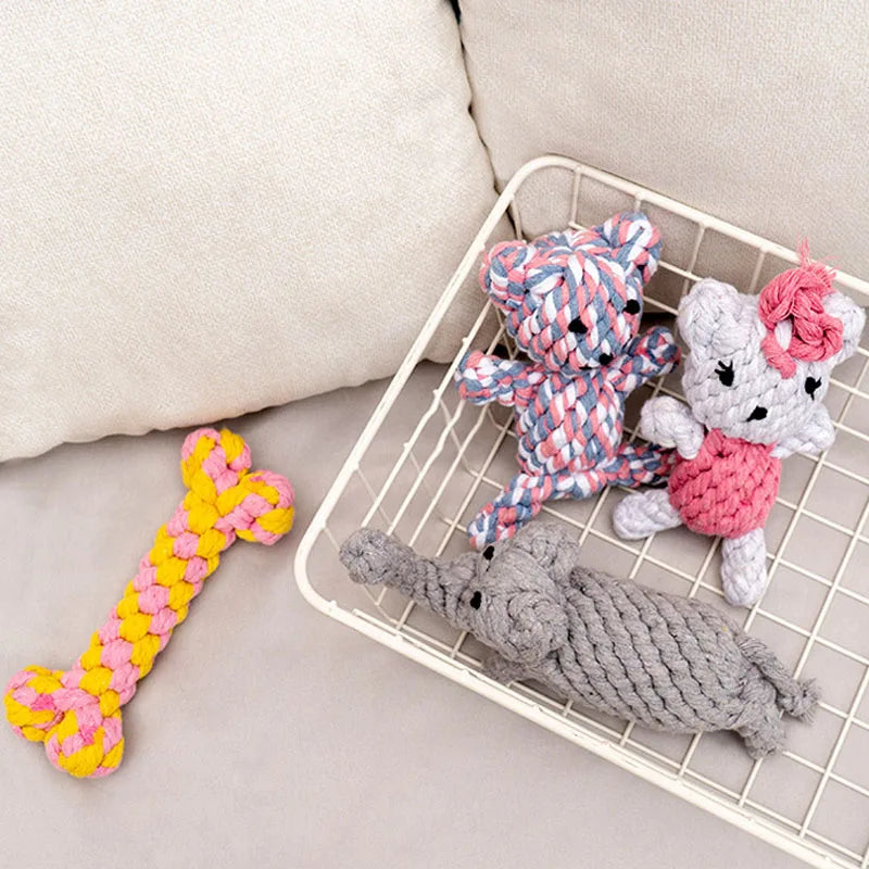 Rope Knot Ball Toy 🐶🪢 | Bite-Resistant Chew Toy 💪 | Teeth Cleaning 🦷 | For Small Dogs & Puppies 🐾 | Fun & Durable ✅