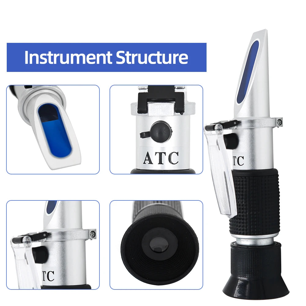 🍇🍷 Handheld Refractometer Tester 🚀 (Αλκοόλ 0-25% / Brix 0-40%)