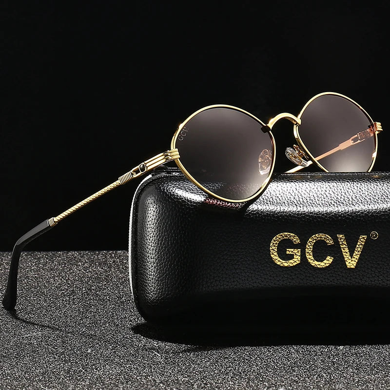 🕶️ GCV Cat Eye Titanium Alloy Sunglasses – Πολωτικά Γυαλιά Ηλίου UV400 με Night Vision & Vintage Retro Punk Design