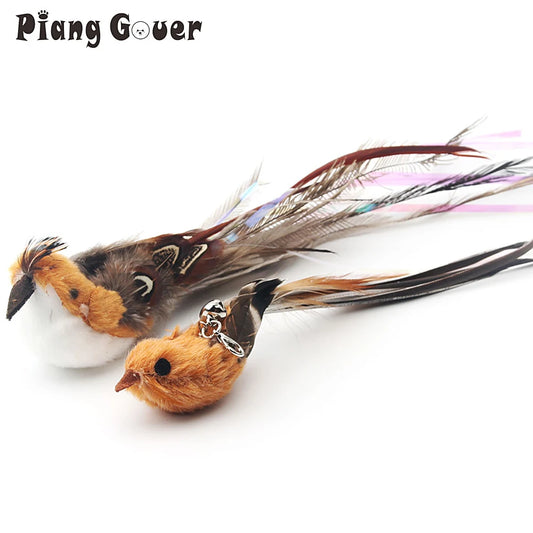 2pcs Feather Bird Cat Toy 🪶🐱 | DIY Teaser Stick Attachment 🎣 | Interactive & Funny Pet Play ✅