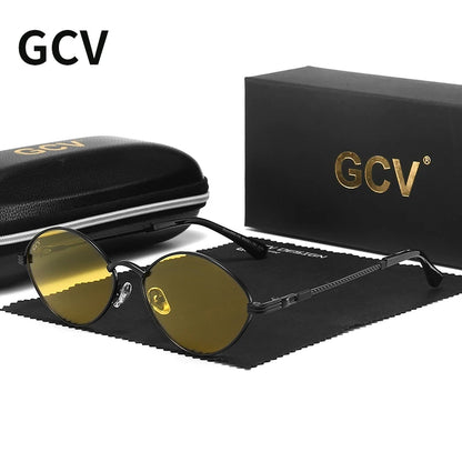 🕶️ GCV Cat Eye Titanium Alloy Sunglasses – Πολωτικά Γυαλιά Ηλίου UV400 με Night Vision & Vintage Retro Punk Design