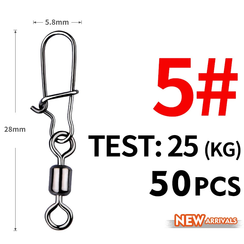 🎣 MEREDITH 50τμχ Αξεσουάρ Ψαρέματος – Rolling Swivels με Snap | 302 Ανοξείδωτο Ατσάλι, Ανθεκτικά & Αντιδιαβρωτικά 🐟