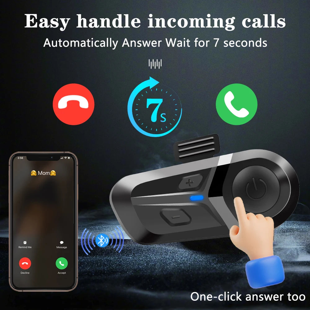 🏍️🎧 Waterproof Bluetooth Helmet Headset for Motorcycles – Hands-Free Calls & Music (BT 5.3) 🎧🏍️
