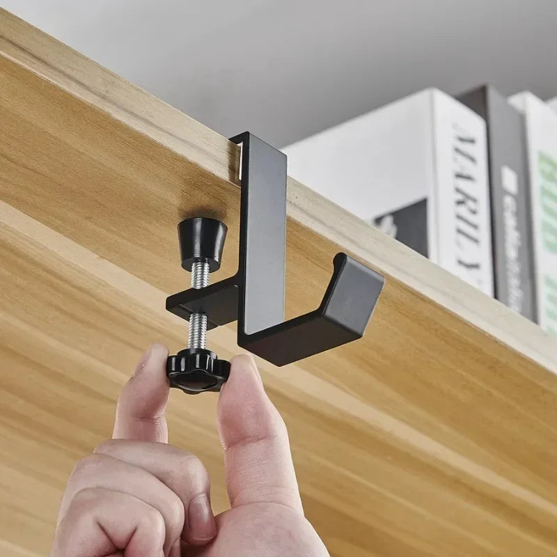 Adjustable Desk Edge Hook for Headset & Backpack – Metal No-Drill Desk Hook