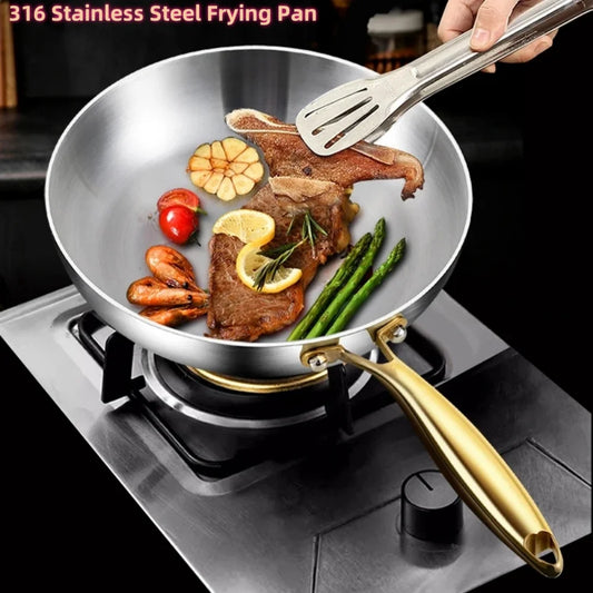 🥘 Τηγάνι Wok 316 Ανοξείδωτου Ατσαλιού – 7 Πάτων & Αντικολλητική Τεχνολογία | Ιδανικό για Μπριζόλες, Λαχανικά & Καθημερινό Μαγείρεμα