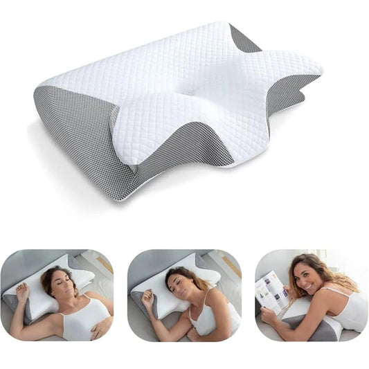 🛏️ 1pc Μαξιλάρι Memory Foam για Αυχένα – 2 σε 1 Εργονομικό Ορθοπεδικό Μαξιλάρι