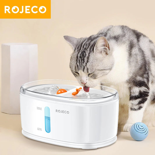 🐱💧 ROJECO Automatic Wireless Cat Water Fountain 🚰 (Διπλό Ποτιστήρι Γάτας & Σκύλου)