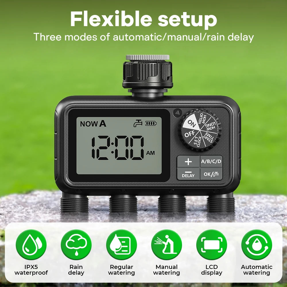 🌱💧 Eshico HCT-M09 Smart 4-Outlet Water Timer 🚿 (Αυτόματο Σύστημα Ποτίσματος Κήπου)