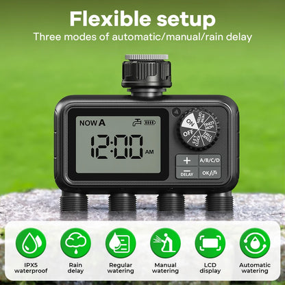 🌱💧 Eshico HCT-M09 Smart 4-Outlet Water Timer 🚿 (Αυτόματο Σύστημα Ποτίσματος Κήπου)