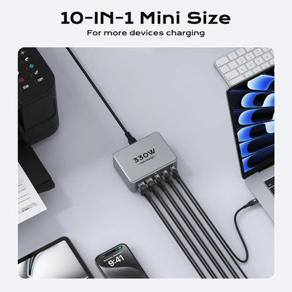 ⚡🔌 330W USB-C GaN Multiport Charger – 10 Θύρες (6 USB-C + 4 USB-A) PD 3.0 / QC 3.0