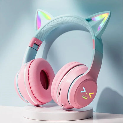 🎧 Ασύρματα Ακουστικά Cat Ear RGB – LS Original Bluetooth 5.3 Headset | Με Μικρόφωνο, LED Φωτισμό & Ενσύρματη/Ασύρματη Λειτουργία