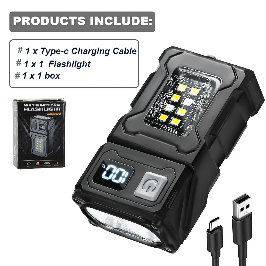 🔦 MINI USB Επαναφορτιζόμενος Φακός LED – Μαγνητικός, Περιστρεφόμενος 180° με COB & Power Bank Λειτουργία ⚡✨