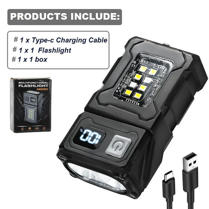 🔦 MINI USB Επαναφορτιζόμενος Φακός LED – Μαγνητικός, Περιστρεφόμενος 180° με COB & Power Bank Λειτουργία ⚡✨