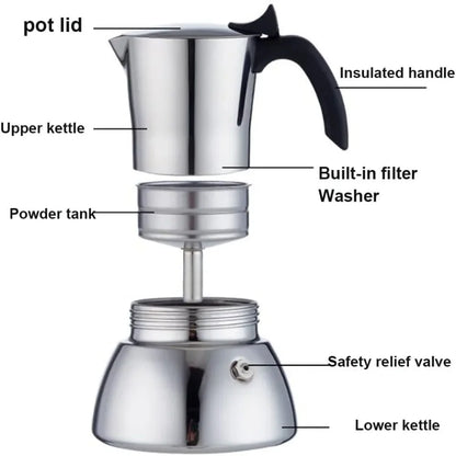 ☕✨ Stainless Steel Moka Pot – Αυθεντικός Ιταλικός Espresso Παντού! ✨☕  Stainless Steel Stovetop Espresso Maker