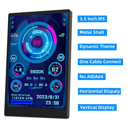 3.5” IPS Secondary Computer Screen USB-C – Real-Time Monitor CPU / GPU / RAM / HDD