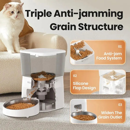 🐱 ROJECO 2L Smart Automatic Cat Feeder | Αυτόματος WiFi Διανομέας Τροφής για Γάτες & Μικρούς Σκύλους | Με Χρονοδιακόπτη & Έλεγχο μέσω Εφαρμογής