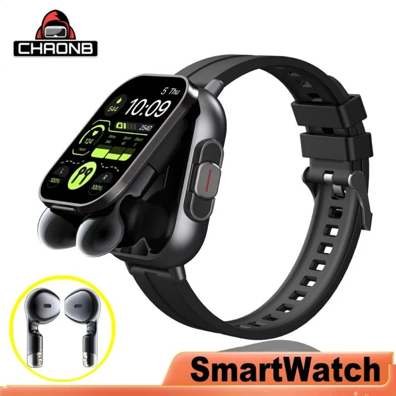 ⌚ CHAONB 2-σε-1 Smart Watch με Ενσωματωμένα Bluetooth Ακουστικά | Καρδιακός Ρυθμός, Κλήσεις, Μουσική & Voice Assistant