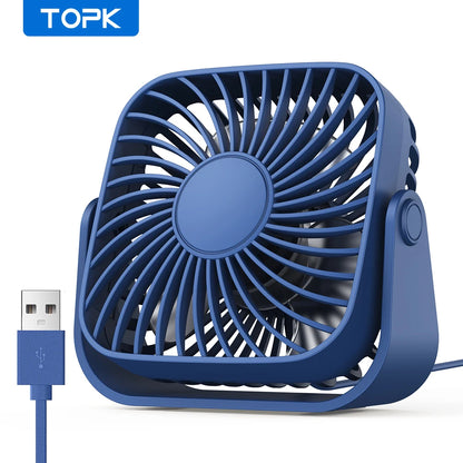 TOPK K52 Mini USB Fan 4” – Portable Desk Fan with 3 Speeds & 360° Adjustment