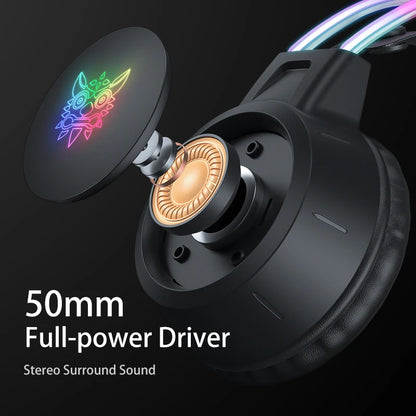 🎧 ONIKUMA RGB Gaming Headset με HD Μικρόφωνο & 3.5mm Jack | Για PC, PS4, PS5, Xbox & Switch | 50mm Drivers & Ρυθμιζόμενο Φως RGB