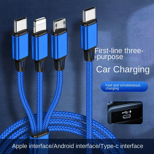 ⚡ Type-C Τριπλό Καλώδιο Φόρτισης – PD Fast Charging 3 σε 1, 1.2m 🚀🔌