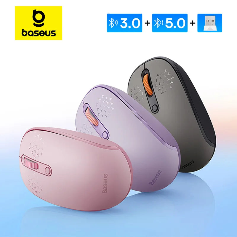 Baseus F01B Tri-Mode Wireless Mouse 2.4G • Bluetooth 5.0 / 3.0 • Silent Click • 1600 DPI • 20m Ultra-Stable Transmission • Ergonomic Design