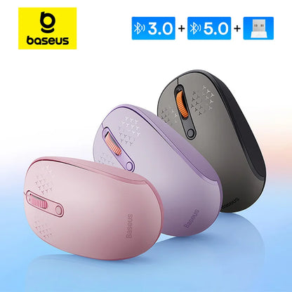 Baseus F01B Tri-Mode Wireless Mouse 2.4G • Bluetooth 5.0 / 3.0 • Silent Click • 1600 DPI • 20m Ultra-Stable Transmission • Ergonomic Design