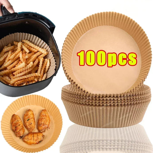 🍩🔥 Disposable Air Fryer Paper Liners – Καθαρό Μαγείρεμα Χωρίς Κόπο! 🔥🍩 50/100pcs | 16cm | Round/Square | Food-Grade Non-Stick Baking Papers
