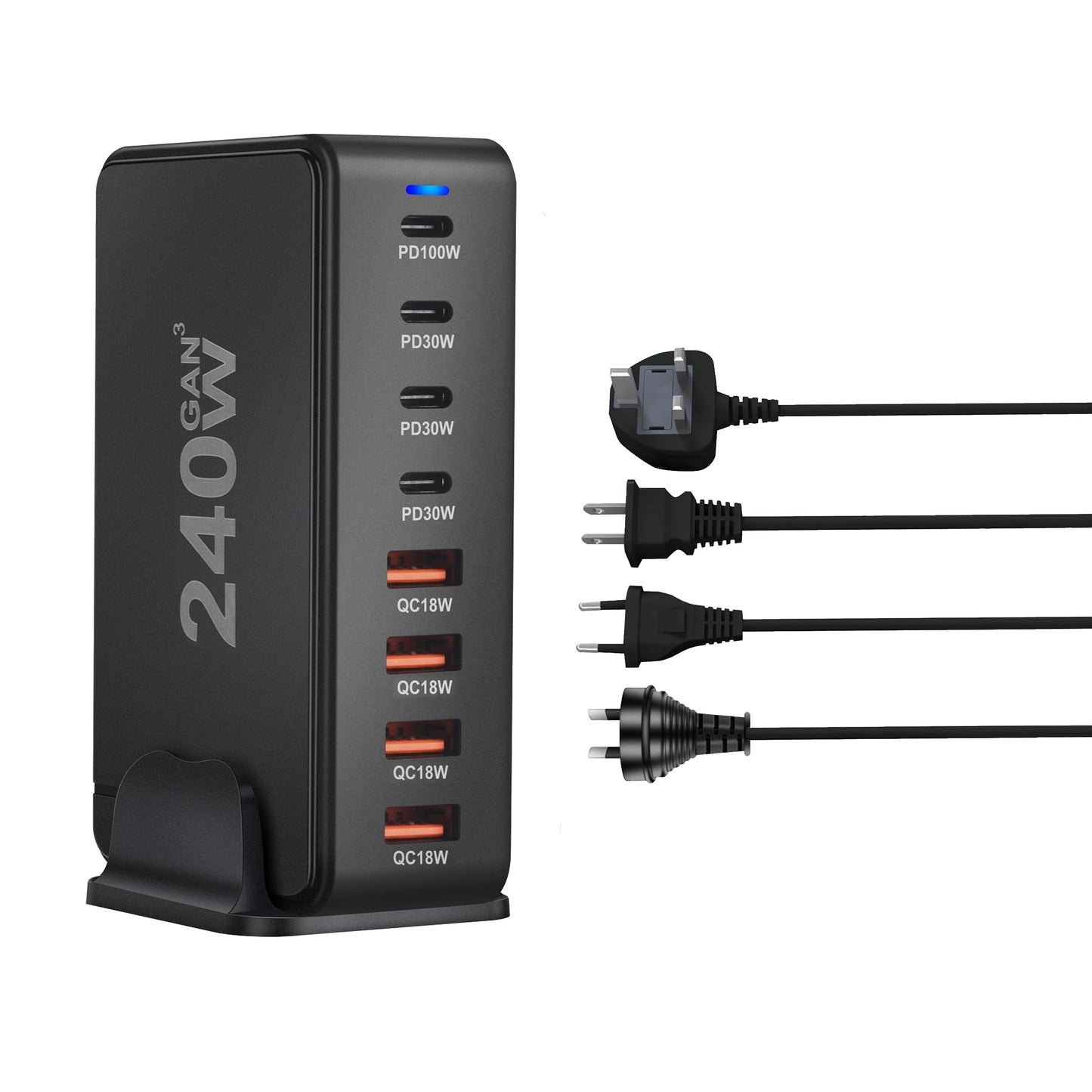 ⚡🔌 240W GaN Desktop Charger – 8x USB-C Θύρες με PD 3.0 Fast Charging ⚡