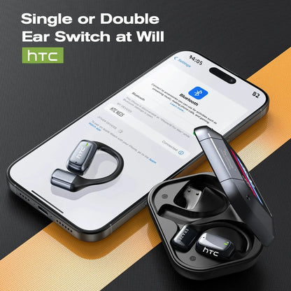 HTC NE25 AI Translator Earbuds with LCD Touch Screen – Open-Ear Bluetooth 5.3 Earbuds with Translation in 134 Languages & 50 Hours of Battery Life