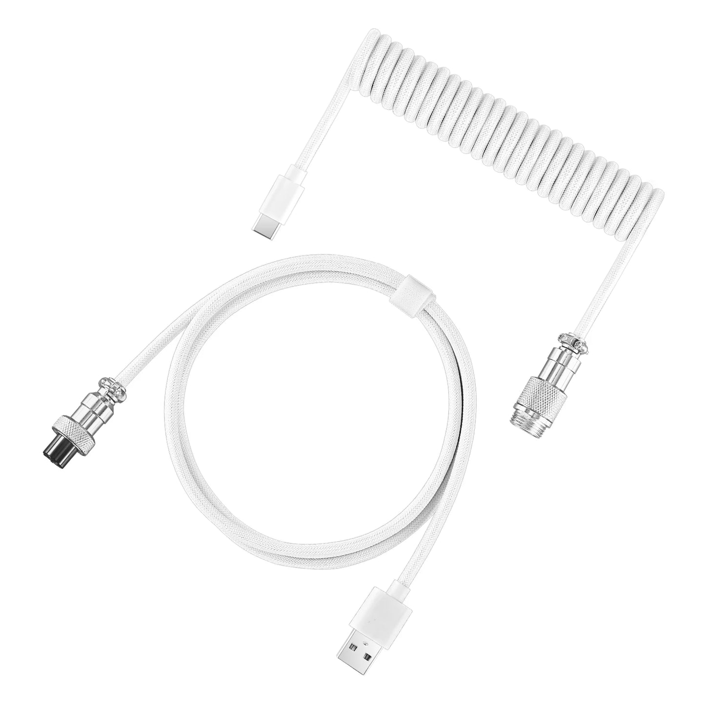 Coiled Keyboard Cable Type-C to USB-A with Detachable Metal Aviator