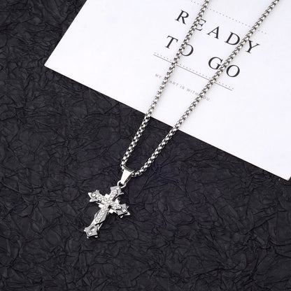 ✝️ High Quality Cross Titanium Steel Necklace – Ανδρικό & Γυναικείο Κολιέ με Σταυρό & Rhinestones | Ανοξείδωτο Ατσάλι, Anti-Fade & Fashion Design