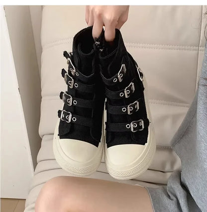 👟 CHABELLA Γυναικεία Ψηλά Sneakers με Λουράκι & Φερμουάρ – High Street Style 2025