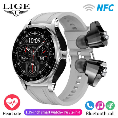 🎯 LIGE NFC Smartwatch με Ενσωματωμένα TWS Ακουστικά – 2 σε 1, Ρολόι & Ακουστικά! 🎯